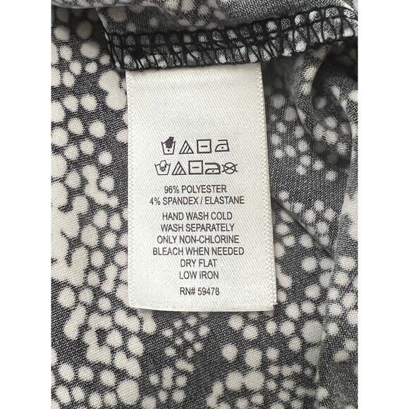 Tahari Black and White Print Slinky Knit Top Blouse Woman Size Large Career - Picture 6 of 8